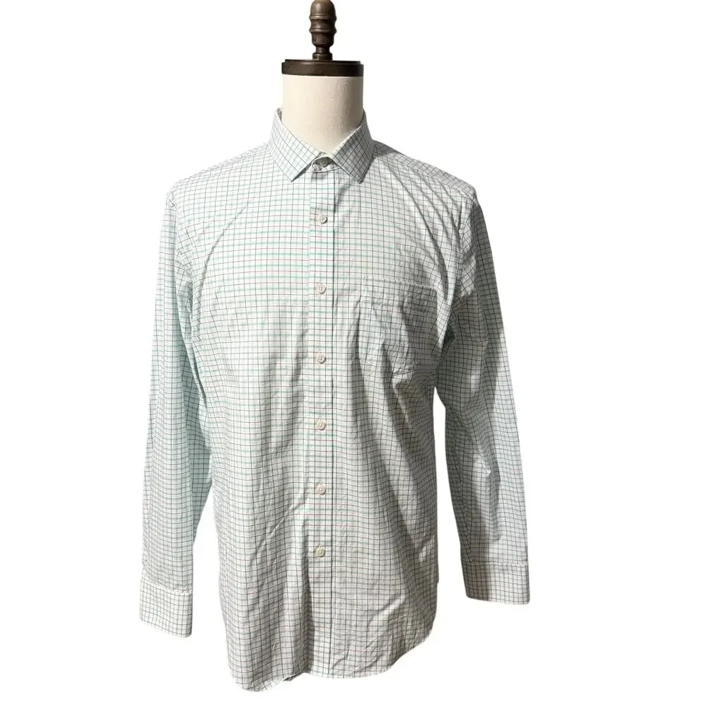 J. Crew White Plaid Thompson Button Down Shirt Sz L Preppy Classic Minimalist